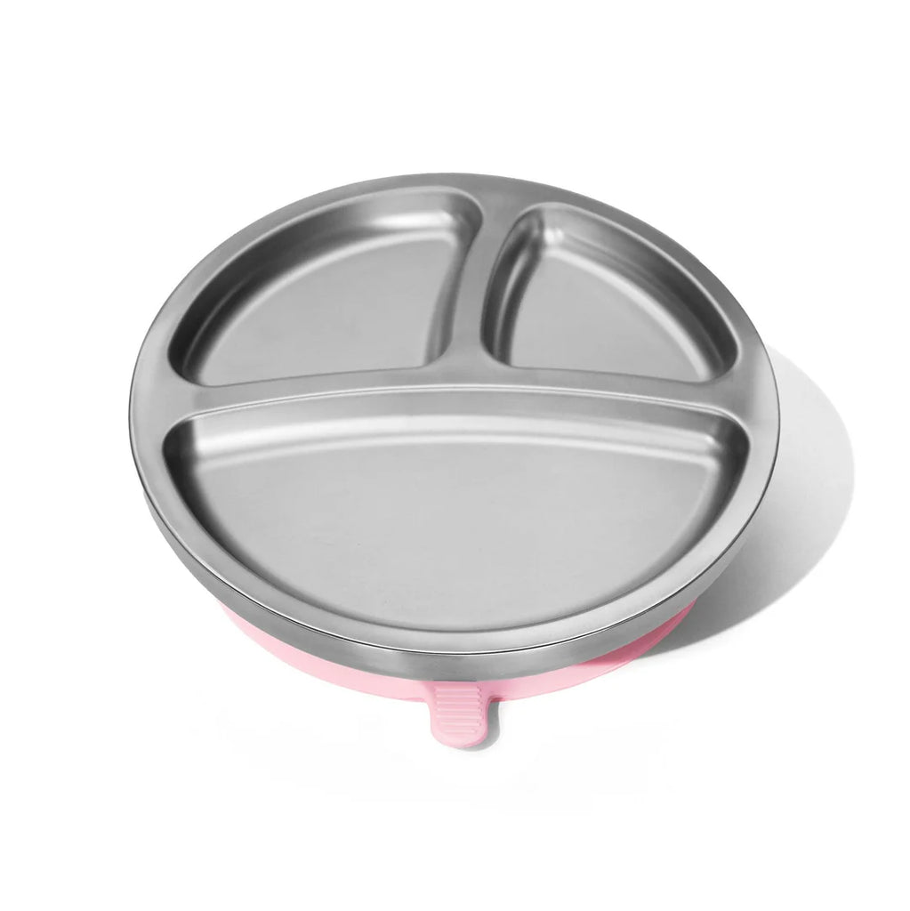 Avanchy Stainless Steel Silicone Round Divided Plate - Pink