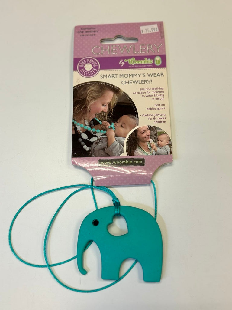 Woombie Chewlery Teether Elephant - Turquoise