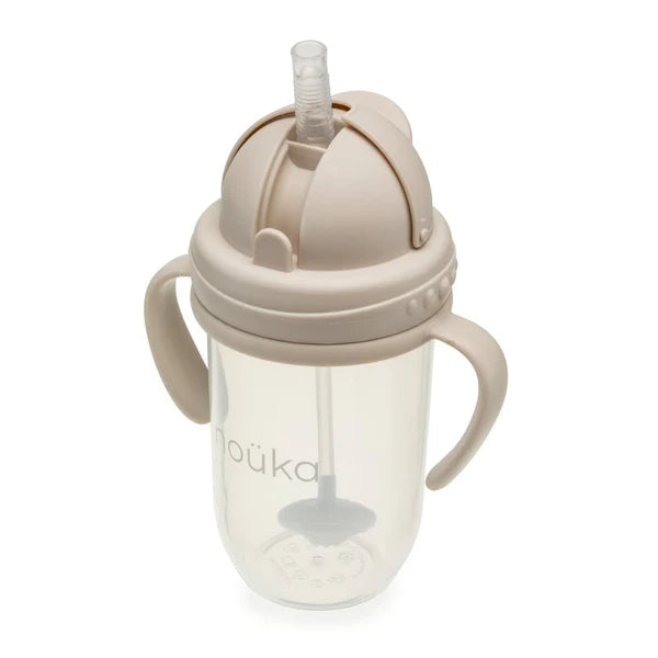 Nouka Non-Spill Weighted Straw Cup 9oz - Soft Sand 6M+