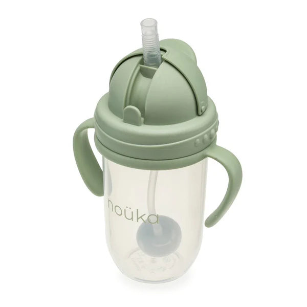 Nouka Non-Spill Weighted Straw Cup 9oz - Moss 6M+