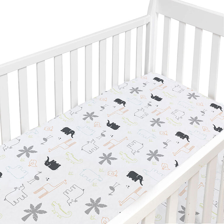 Kushies Crib Sheet - Multi Jungle Animal (S730-201)