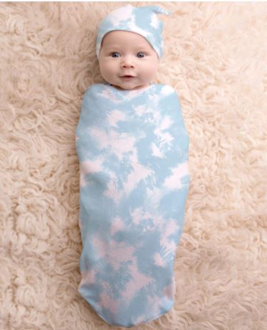 Itzy Ritzy Cutie Cocoon and Hat Set - Blue Cloud