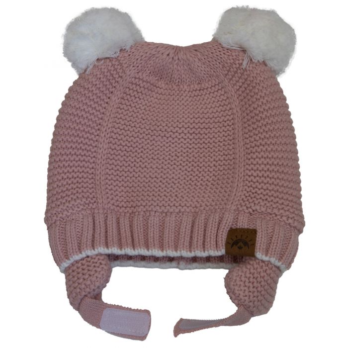 Calikids Unisex Cotton Knit Double Pompom Winter Hat - Ballet Pink W2002