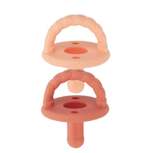 Itzy Ritzy Sweetie Soother 2pk - Apricot and Terracotta Braids