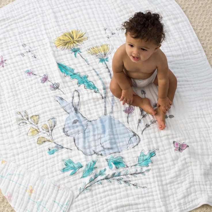 Aden + Anais Classic Dream Blanket - Forest Fantasy Engineered Rabbits