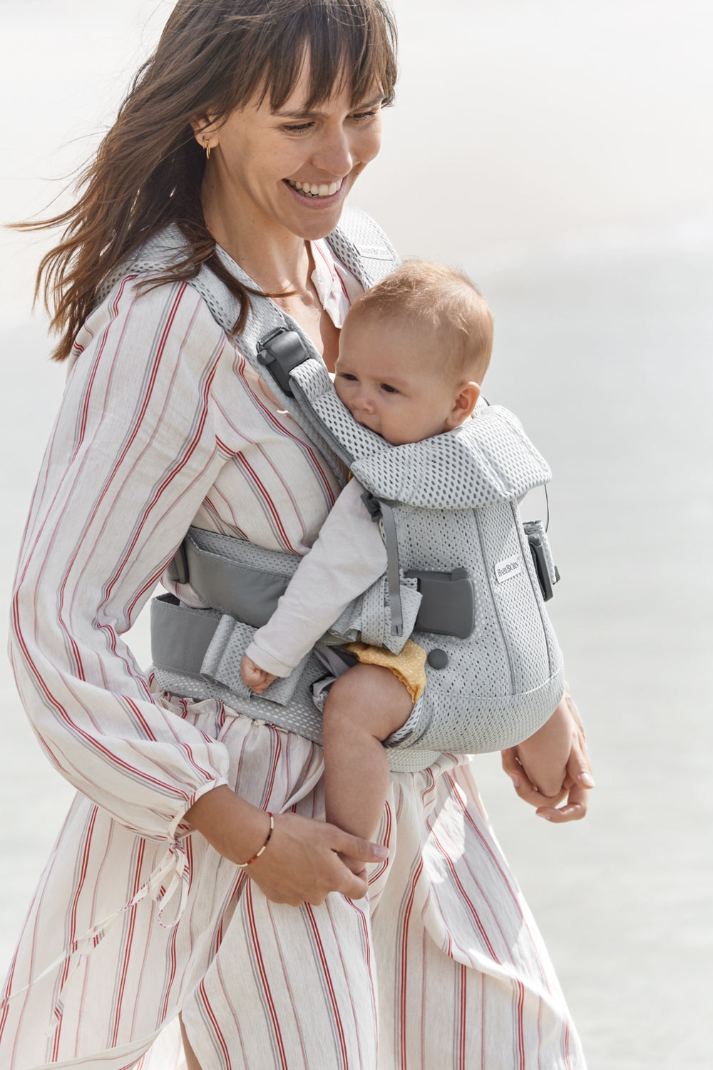 Babybjorn Baby Carrier One Air – 3D Mesh, Silver  (FREE Carrier Cover)