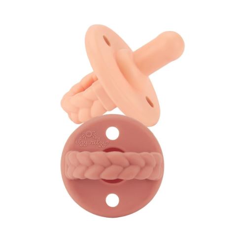 Itzy Ritzy Sweetie Soother 2pk - Apricot and Terracotta Braids