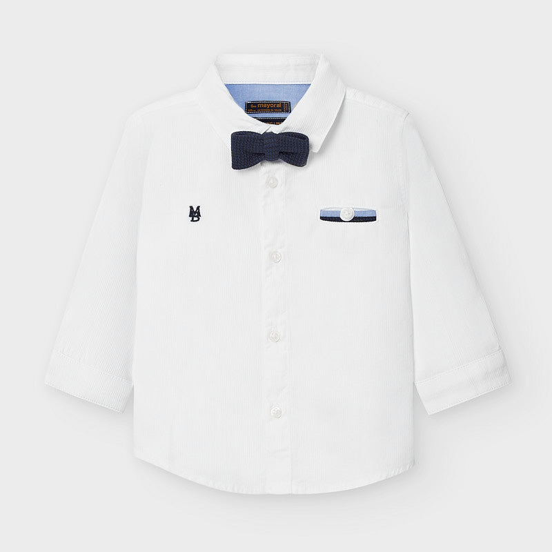 Mayoral Long sleeved shirt with bow-tie - White 2129