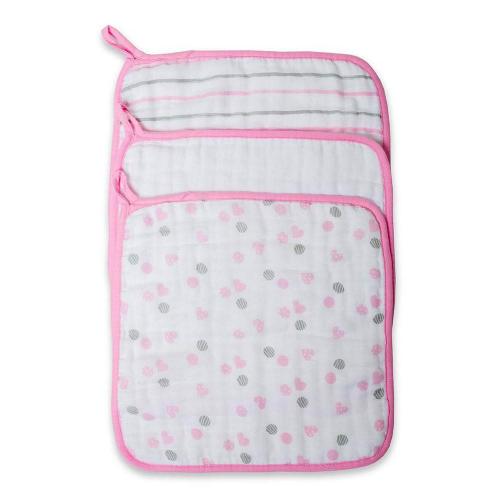 Lulujo Muslin Wash Cloths 3pk - Pink