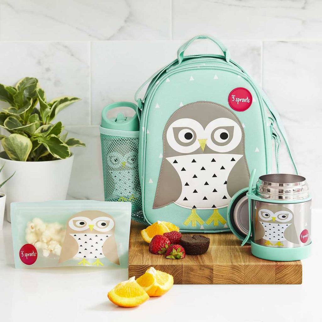3 Sprout Stainless Steel Food Jar - Mint Owl