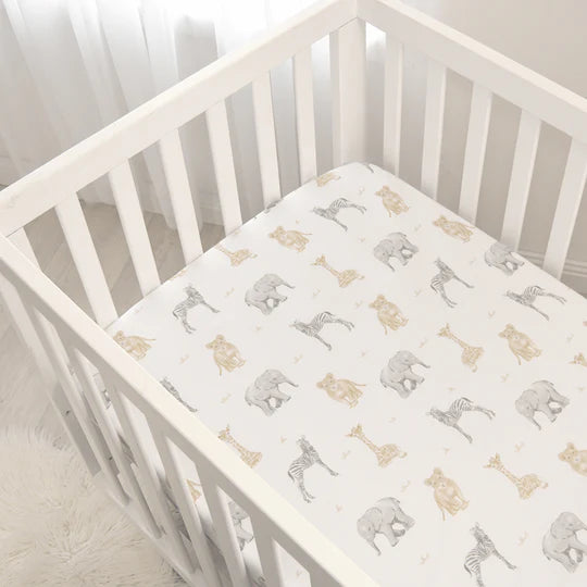 Living Textiles Cotton Jersey Fitted Sheet - Savanna Babies