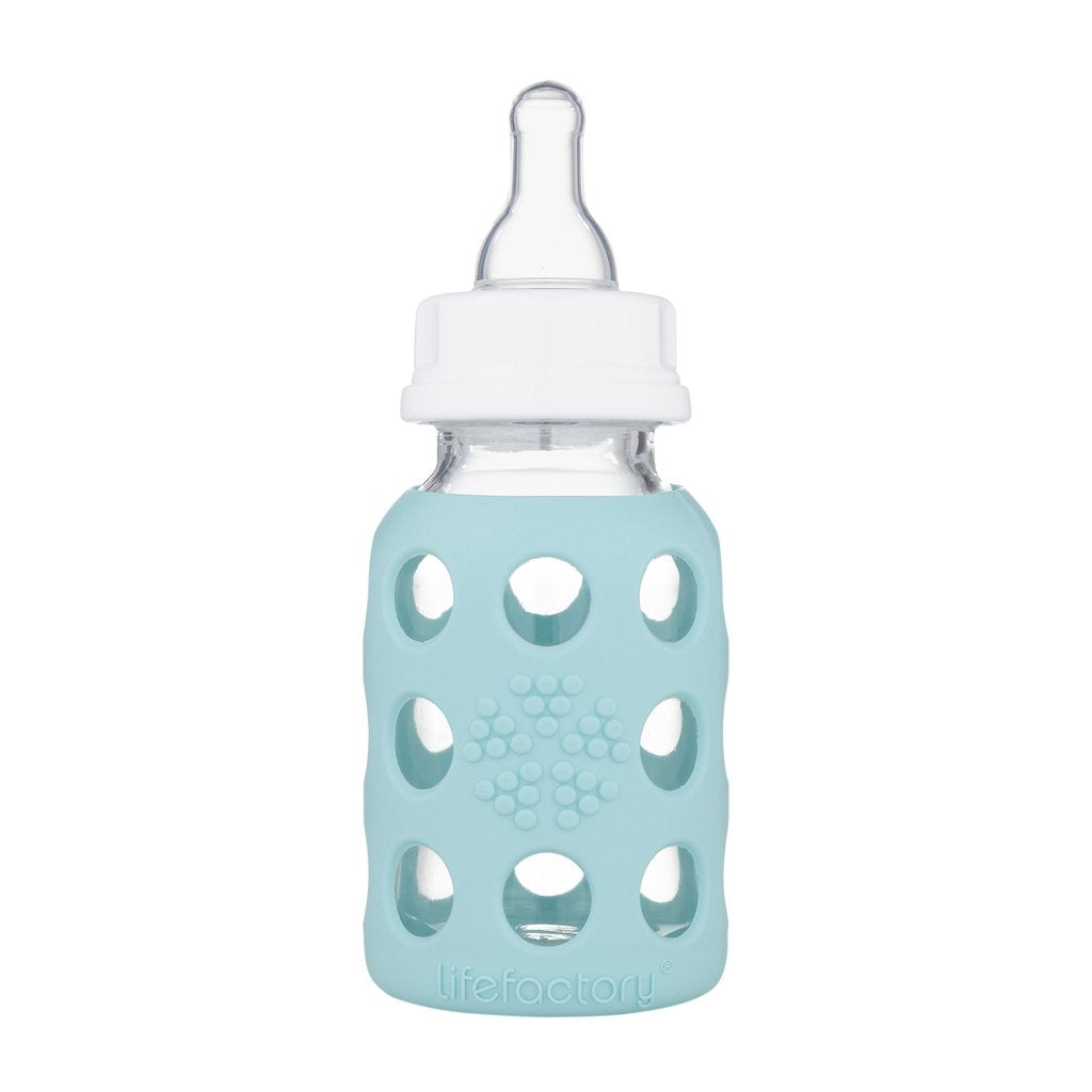 LifeFactory Glass Baby Bottle with Silicone Sleeve 4oz-Mint