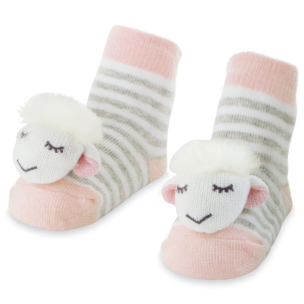 Mudpie Rattle Toe Socks Pink Sheep M11040014