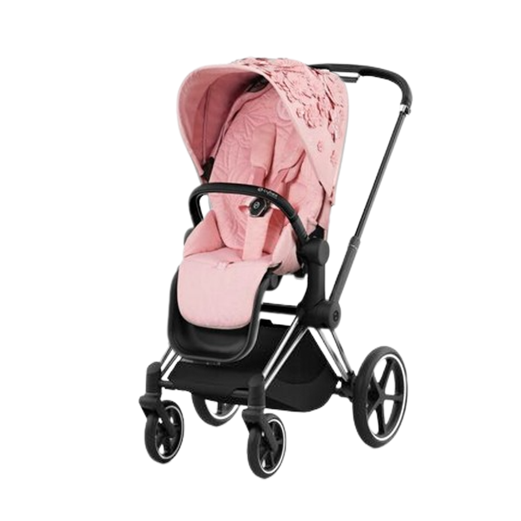 Cybex Priam4 - Chrome Black Frame with Simply Flowers Pink Seat