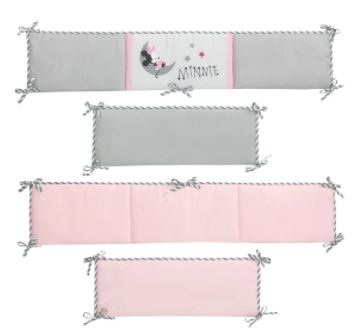 Lambs & Ivy Disney Baby Minnie Mouse Pink/Gray 4-Piece Crib Bumper 820002B