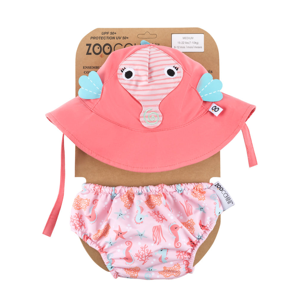 Zoocchini Swim Diaper & Sun Hat Set - Seahorse