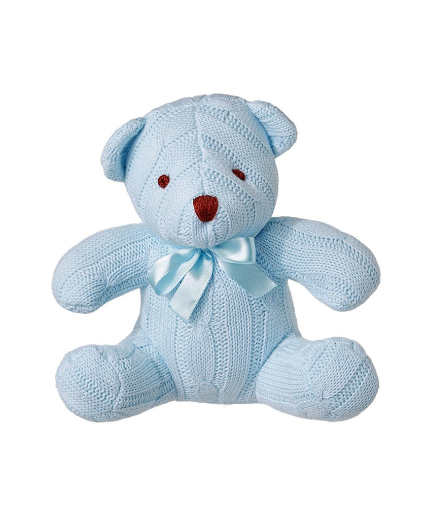 Baby Mode Signature 3 Stories Trading Cable Knit Bear With Baby Blanket Gift Set - Blue