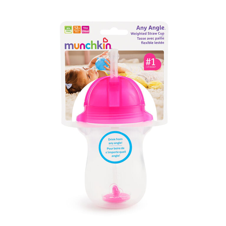 Munchkin Any Angle Weighted Straw Cup 10oz Pink 17128/17138