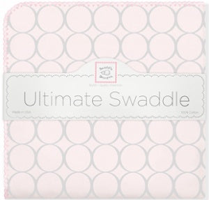 Swaddle Designs Ultimate Swaddle Receiving Blanket - Sunwashed Pink Circles