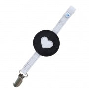 Mally Leather Pacifier Clip - Blk/Wht Heart