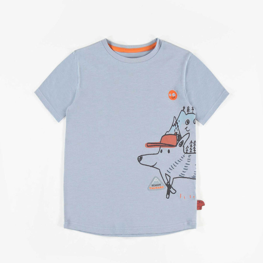 Souris Mini Stretch Jersey T-Shirt with Illustrations - Blue S21C3305C-41