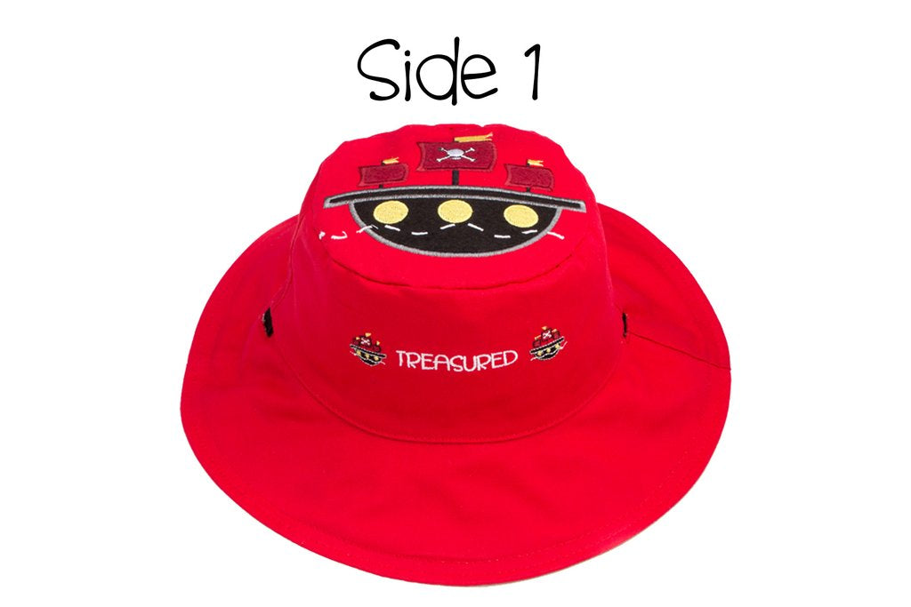 Flapjack Kids Reversible Sun Hat - Pirate Ship/Parrot FJK-LUV0115S
