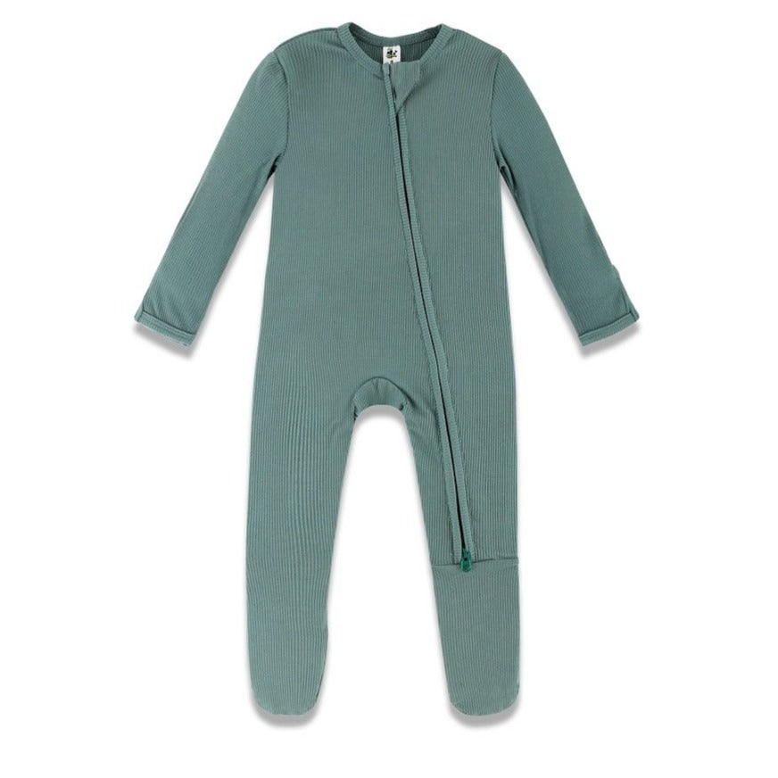 Earth Baby Bamboo Ribbed Footie - Spruce