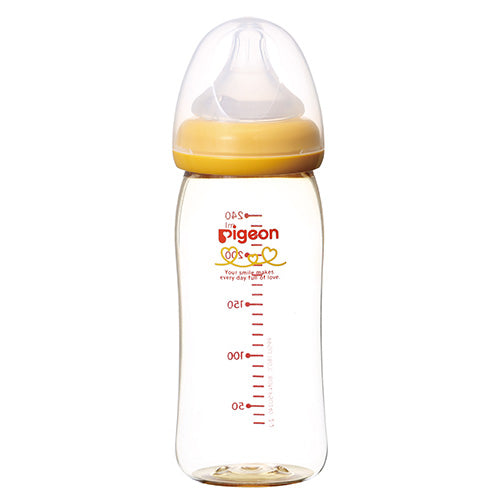 Pigeon Plastic Bottle With Silicone Nipple - Orange M From 3 Months 240ml 00355