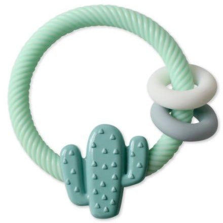 Itzy Ritzy Silicone Teether Rattles - Cactus Mint Green