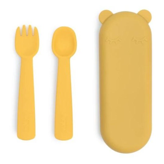 We Might Be Tiny Feedie Fork & Spoon Set Yellow TIFF01