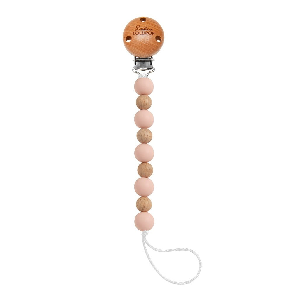 Loulou Lollipop Celeste Pacifier Clip - Pink Salt