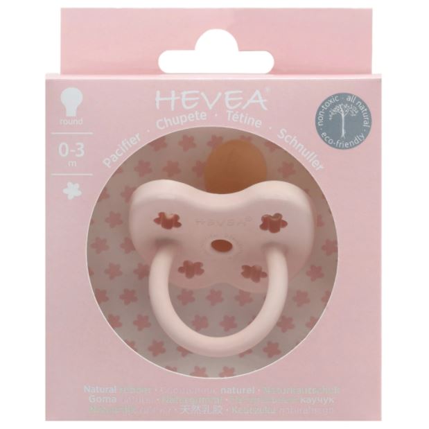 Hevea Pacifier Orthodontic Powder Pink 0-3M