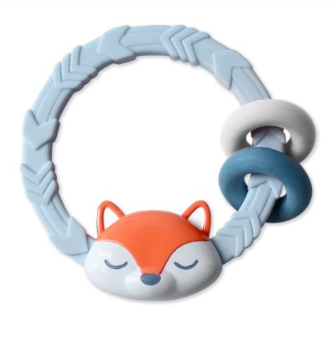 Itzy Ritzy Silicone Teether Rattles - Fox Blue