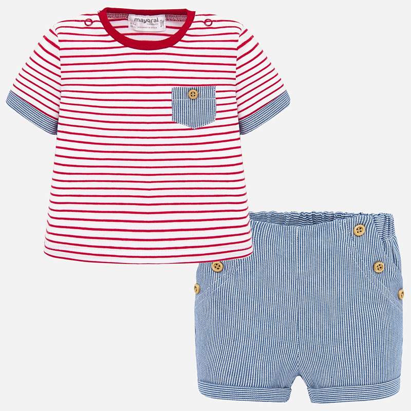 Mayoral T-shirt with Pocket and Shorts Set Cuore