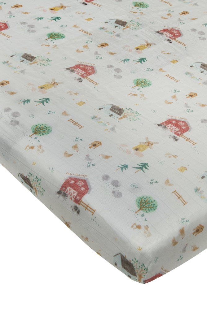 Loulou Lollipop Fitted Crib Sheet - Farm Animals