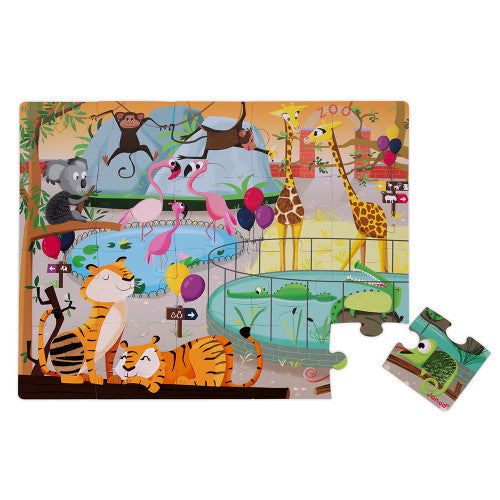 Janod 20pc Tactile Puzzle - A Day at the Zoo J02774