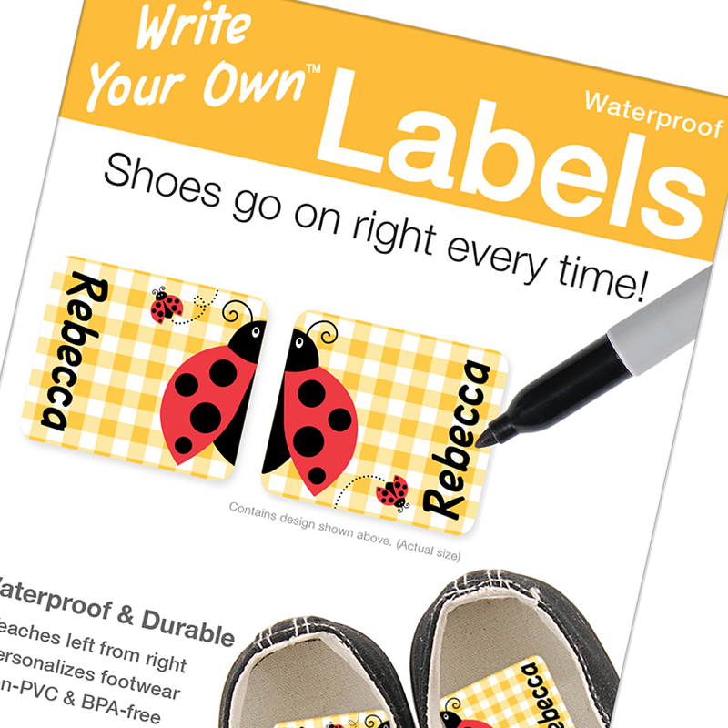 Emily Press Labels Write Your Own Shoe Labels - Ladybug