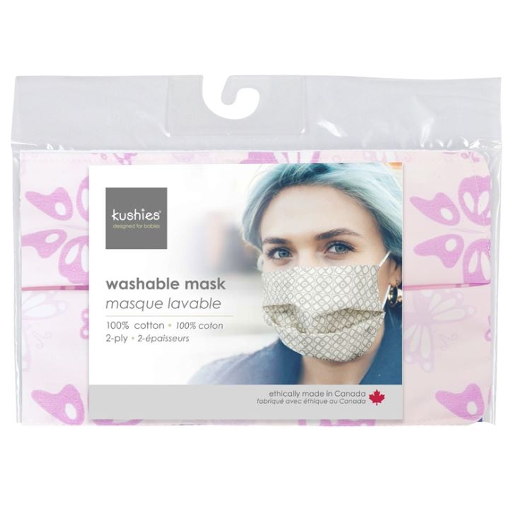 Kushies Washable Mask -  Pink Butterfly