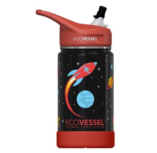 EcoVessel Frost Insulated Stainless Steel Water Bottle with Straw - 12oz - Rocket FRST12RO