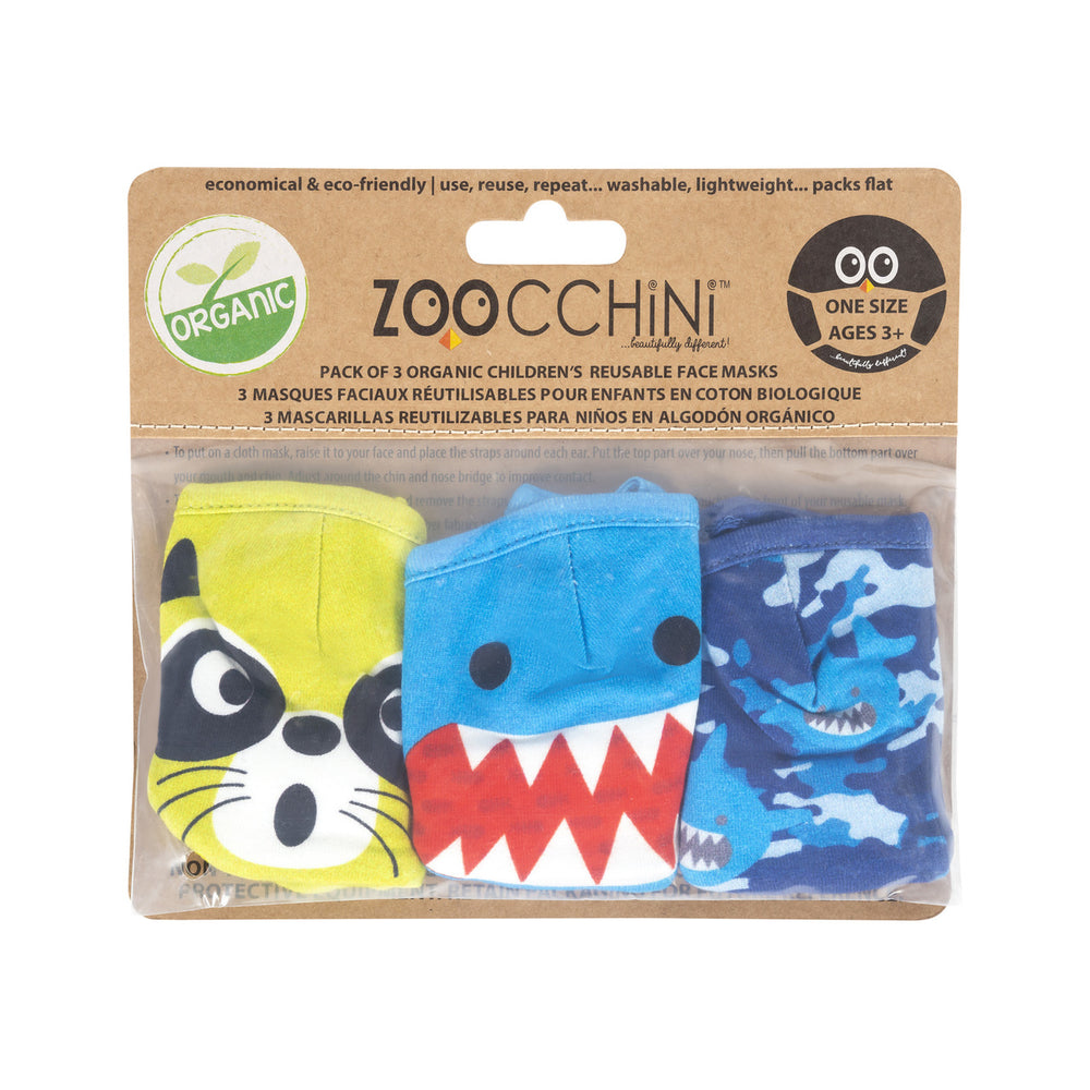 Zoocchini Organic Reusable Mask 3pk - Shark Multi