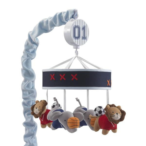 Lambs & Ivy Musical Baby Crib Mobile - Future All Star Blue Elephant and Lion Animal Sports 579018R