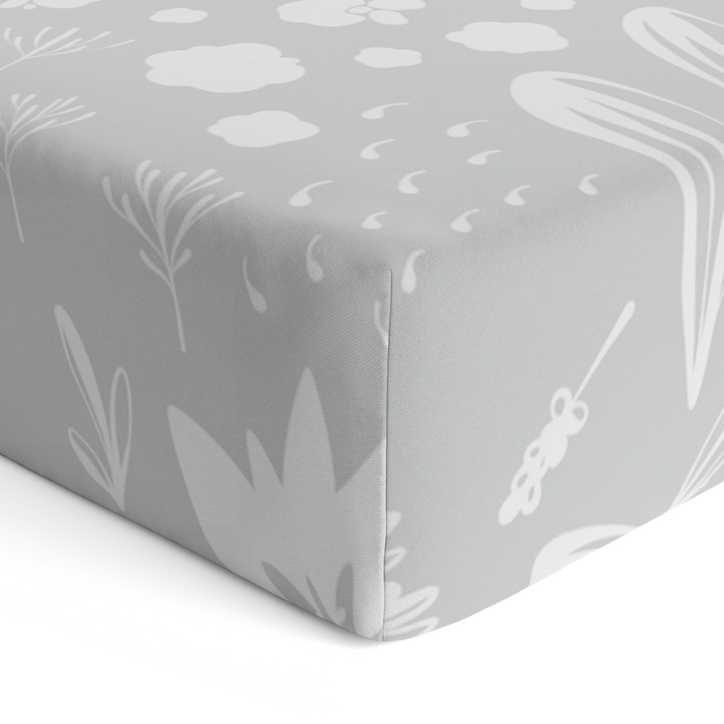 Kushies Crib Percale Dream Crib Sheet - Bunny Grey (S730-211)