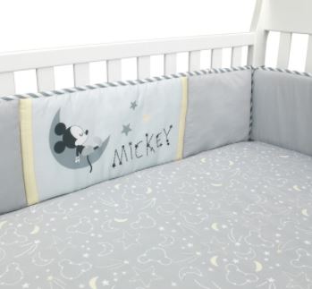 Lambs & Ivy Disney Baby Mickey Mouse Gray/Yellow Celestial 4-Piece Crib Bumper 810002B