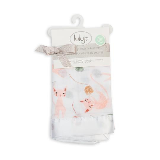 Lulujo Secuity Blankets Muslin Cotton Kitty