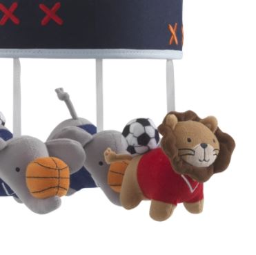 Lambs & Ivy Musical Baby Crib Mobile - Future All Star Blue Elephant and Lion Animal Sports 579018R