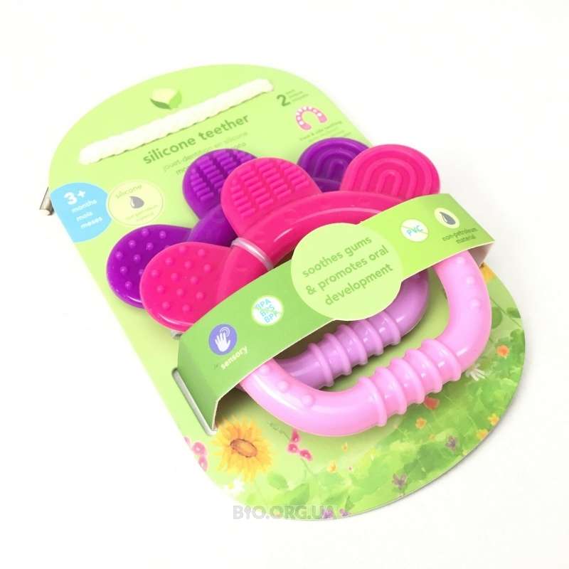 Green Sprouts Silicone Teether Pink/Purple 2pk