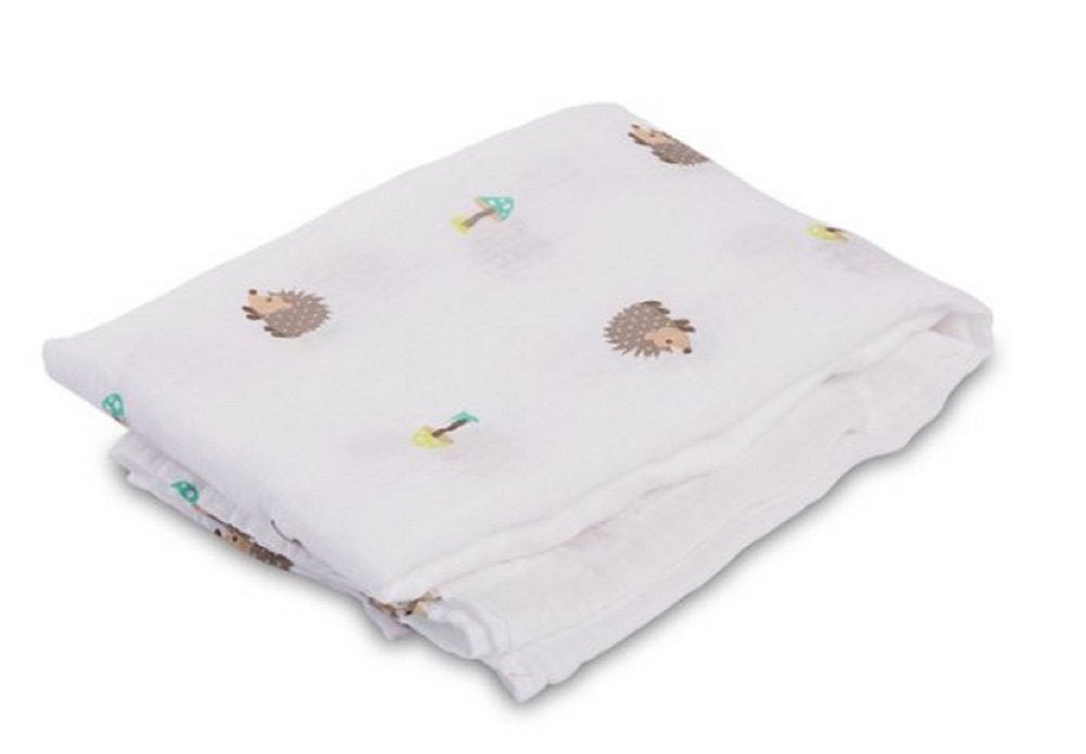 Lulujo Swaddling Blanket Muslin Happy Hedgehog