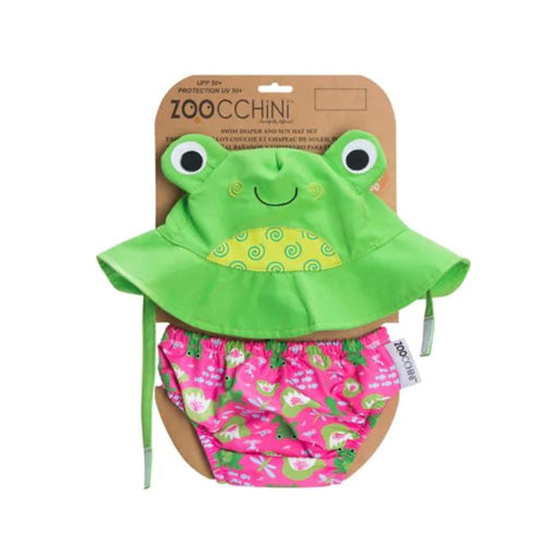 Zoocchini Two-Piece Frog Swim Diaper and Sun Hat Set
