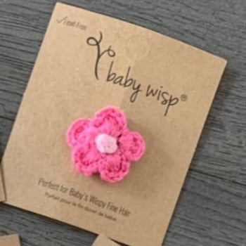 Baby Wisp Mini Latch Clip Crocheted Blossom - Hot Pink