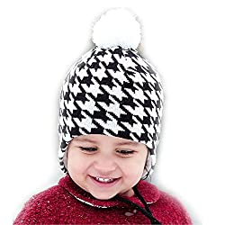 Twinklebelle Baby Fall Winter Earflap Beanie Hat - Hounstooth M (6-24M)